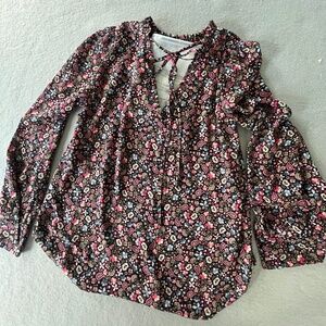 Loft long sleeve flowered blouse NWT